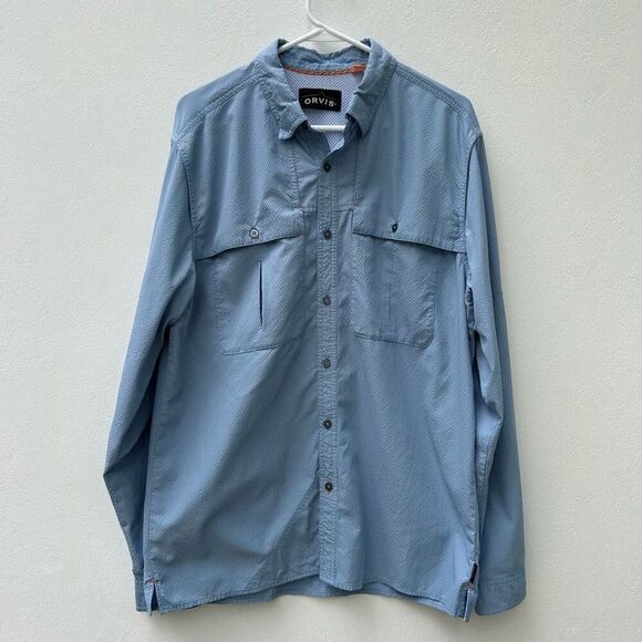 Orvis Men’s Long Sleeve Fishing Shirt Blue Vented Button Front Size M - Picture 1 of 4